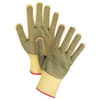 Gants tricot&eacute;s deux c&ocirc;t&eacute;s, sans couture, &agrave; pois, Taille Petit/7, Calibre 7, Rev&ecirc;tement PVC, Enveloppe en Kevlar, ASTM ANSI niveau A2/EN 388 niveau 3 Les Fournitures Industrielles Méga