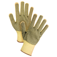 Gants tricot&eacute;s deux c&ocirc;t&eacute;s, sans couture, &agrave; pois, Taille Grand/9, Calibre 7, Rev&ecirc;tement PVC, Enveloppe en Kevlar, ASTM ANSI niveau A2/EN 388 niveau 3 Les Fournitures Industrielles Méga