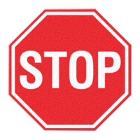 Panneau de signalisation au sol  Stop , Adh&eacute;sif, Anglais avec pictogramme Les Fournitures Industrielles Méga