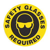 Panneau de signalisation au sol  Safety Glasses , Adh&eacute;sif, Anglais avec pictogramme Les Fournitures Industrielles Méga