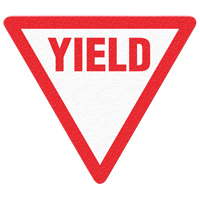 Panneau de signalisation au sol  Yield , Adh&eacute;sif, Anglais avec pictogramme Les Fournitures Industrielles Méga