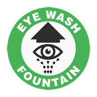 Panneau de signalisation au sol  Eye Wash Fountain , Adh&eacute;sif, Anglais avec pictogramme Les Fournitures Industrielles Méga
