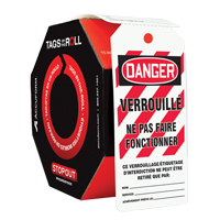 Tags By-The-Roll Lockout Tags, Plastic, 3" W x 6-1/4" H, French Les Fournitures Industrielles Méga