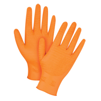 Gants de poids lourd Gripper, Grand, Nitrile, 7 mils, Sans poudre, Orange Les Fournitures Industrielles Méga