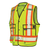 Veste de s&eacute;curit&eacute; pour arpenteur, Jaune lime haute visibilit&eacute;, T-Grand, Polyester Les Fournitures Industrielles Méga
