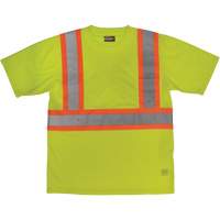 Short-Sleeved Safety T-Shirt with Pocket, Polyester, Large, High Visibility Lime-Yellow Les Fournitures Industrielles Méga