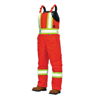 Salopettes de s&eacute;curit&eacute; doubl&eacute;e en canevas, Coton, Grand, Orange haute visibilit&eacute; Les Fournitures Industrielles Méga