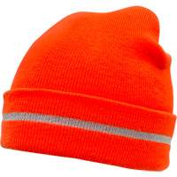 Bonnet en tricot haute visibilit&eacute; avec bande r&eacute;fl&eacute;chissante, Orange haute visibilit&eacute;, Acrylique Les Fournitures Industrielles Méga