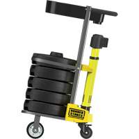 PLUS Barrier Post Cart Kit with Tray, 75' L, Metal, Yellow Les Fournitures Industrielles Méga