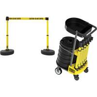 PLUS Barrier Post Cart Kit with Tray, 75' L, Metal, Yellow Les Fournitures Industrielles Méga
