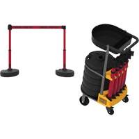 PLUS Barrier Post Cart Kit with Tray, 75' L, Metal, Red Les Fournitures Industrielles Méga