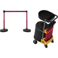 PLUS Barrier Post Cart Kit with Tray, 75' L, Metal, Yellow Les Fournitures Industrielles Méga