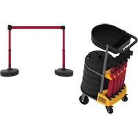 PLUS Barrier Post Cart Kit with Tray, 75' L, Metal, Yellow Les Fournitures Industrielles Méga