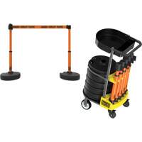 PLUS Barrier Post Cart Kit with Tray, 75' L, Metal, Orange Les Fournitures Industrielles Méga