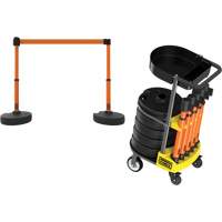 PLUS Barrier Post Cart Kit with Tray, 75' L, Metal, Orange Les Fournitures Industrielles Méga