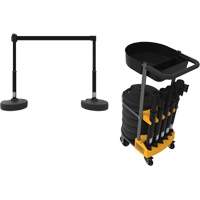 PLUS Barrier Post Cart Kit with Tray, 75' L, Metal, Black Les Fournitures Industrielles Méga