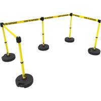 PLUS Barrier Post Set X5, Plastic, 42" H, Yellow Tape, 15' Tape Length Les Fournitures Industrielles Méga