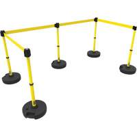 PLUS Barrier Post Set X5, Plastic, 42" H, Yellow Tape, 15' Tape Length Les Fournitures Industrielles Méga