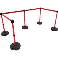 PLUS Barrier Post Set X5, Plastic, 42" H, Red Tape, 15' Tape Length Les Fournitures Industrielles Méga