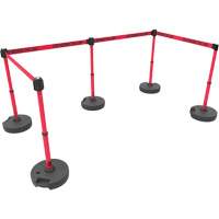 PLUS Barrier Post Set X5, Plastic, 42" H, Red Tape, 15' Tape Length Les Fournitures Industrielles Méga