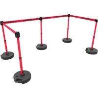 PLUS Barrier Post Set X5, Plastic, 42" H, Red Tape, 15' Tape Length Les Fournitures Industrielles Méga