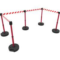 PLUS Barrier Post Set X5, Plastic, 42" H, Red Tape, 15' Tape Length Les Fournitures Industrielles Méga
