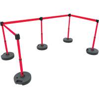 PLUS Barrier Post Set X5, Plastic, 42" H, Red Tape, 15' Tape Length Les Fournitures Industrielles Méga
