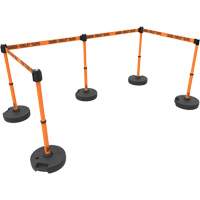 PLUS Barrier Post Set X5, Plastic, 42" H, Orange Tape, 15' Tape Length Les Fournitures Industrielles Méga