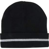 Knit Hat with Silver Reflective Stripe, One Size, Black Les Fournitures Industrielles Méga