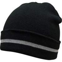 Knit Hat with Silver Reflective Stripe, One Size, Black Les Fournitures Industrielles Méga