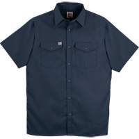 Chemise de travail &agrave; manches courtes en tissu crois&eacute; avec boutons-pression, Hommes, Petit, Bleu marine Les Fournitures Industrielles Méga