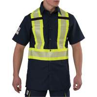 Ripstop High Visibility Short Sleeved Shirt, Polyester, Small, Navy Blue Les Fournitures Industrielles Méga