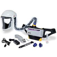 Trousse d'ensemble respirateur d'&eacute;puration d'air propuls&eacute; pour peintre Versaflo, Capuchon & visi&egrave;re, Pile Lithium-ion Les Fournitures Industrielles Méga