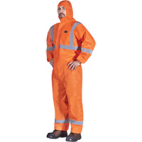 2077 Hooded Coveralls with Reflective Tape, Small, Orange, SMS Les Fournitures Industrielles Méga