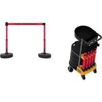 Plus Portable Barrier System Cart Package with Tray, 75' L, Metal/Plastic, Red Les Fournitures Industrielles Méga