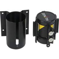 Wall Mount Barrier with Magnetic Tape, Steel, Screw Mount, 7', Black and Yellow Tape Les Fournitures Industrielles Méga