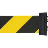 Wall Mount Barrier with Magnetic Tape, Steel, Screw Mount, 7', Black and Yellow Tape Les Fournitures Industrielles Méga