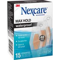 Nexcare Max-Hold Waterproof Bandages, Assorted, Plastic, Sterile Les Fournitures Industrielles Méga