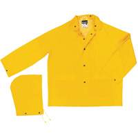 Classic Series Rain Jacket with Detachable Hood, Polyester/PVC, Large, Yellow Les Fournitures Industrielles Méga