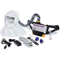 Ensemble respirateur d&eacute;puration dair propuls&eacute; facile &agrave; nettoyer Versaflo, Cagoule ample & visi&egrave;re, Pile Lithium-ion Les Fournitures Industrielles Méga