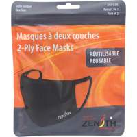 2-Ply Reusable Face Masks, Polyester, Black Les Fournitures Industrielles Méga