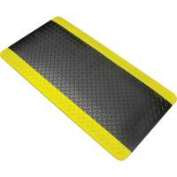 Tapis antifatigue, Losange, 1-2/3' x 3-1/4' x 3/4", Noir/Jaune, Polyur&eacute;thane Les Fournitures Industrielles Méga