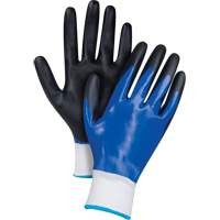 Gants enduits noir & bleu, Petit, R&ecirc;vetement Mousse de nitrile, Calibre 15, Enveloppe en Nylon Les Fournitures Industrielles Méga