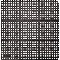 Cushion-Ease&reg; 550 Interlocking Anti-Fatigue Mat, Slotted, 3' x 3' x 3/4", Black, Rubber Les Fournitures Industrielles Méga