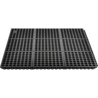 Cushion-Ease&reg; 550 Interlocking Anti-Fatigue Mat, Slotted, 3' x 3' x 3/4", Black, Rubber Les Fournitures Industrielles Méga