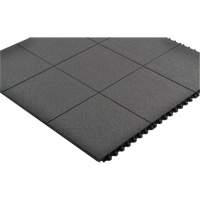 Cushion-Ease&reg; Interlocking Anti-Fatigue Mat, Pebbled, 3' x 3' x 3/4", Black, Natural Rubber Les Fournitures Industrielles Méga