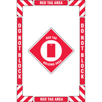 "Red Tag Holding Area" Floor Marking Kit, Adhesive, English with Pictogram Les Fournitures Industrielles Méga