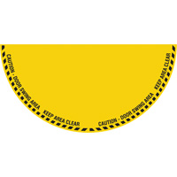 "Caution" Half Circle Swing Door Floor Sign, Adhesive, English with Pictogram Les Fournitures Industrielles Méga
