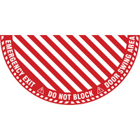"Emergency Exit" Half Circle Swing Door Floor Sign, Adhesive, English with Pictogram Les Fournitures Industrielles Méga