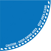 "Caution" Quarter Circle Swing Door Floor Sign, Adhesive, English with Pictogram Les Fournitures Industrielles Méga